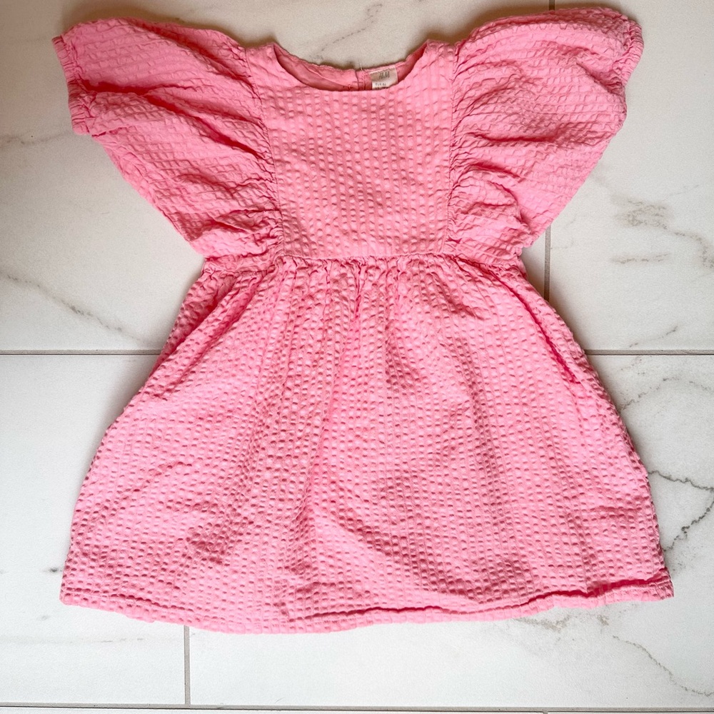 H&M Pink Textured Flutter Dress for Baby